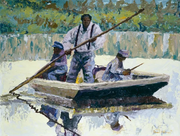 Three men in boat